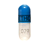 Pill ETHEX 079 Blue & White Capsule/Oblong is PhenaVent PED