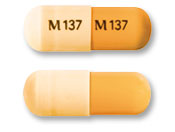 Pill M 137 M 137 Orange & White Capsule/Oblong is Stavudine