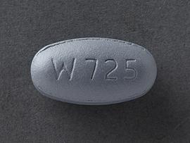 Pill W 725 Gray Oval is Divalproex Sodium Extended-Release