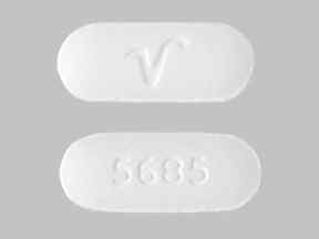 Pill 5685 V White Capsule/Oblong is Risperidone