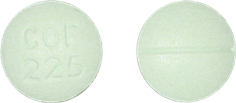Pill cor 225 Green Round is Oxycodone Hydrochloride