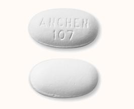 Pill ANCHEN 107 White Oval is Ciprofloxacin Hydrochloride Extended Release