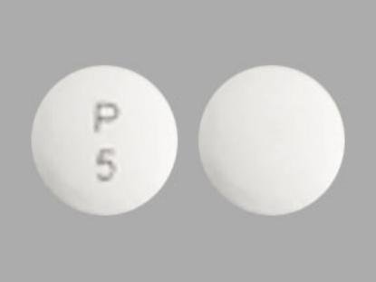 Pill P 5 White Round is Glipizide Extended-Release