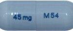 Pill 45mg M54 Gray Capsule/Oblong is Oseltamivir Phosphate