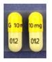 Pill G 10mg 012 Yellow & White Capsule/Oblong is Methylphenidate Hydrochloride Extended-Release (LA)