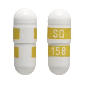 Pill SG 158 White Capsule/Oblong is Celecoxib