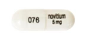 Pill 076 novitium 5 mg White Capsule/Oblong is Meloxicam