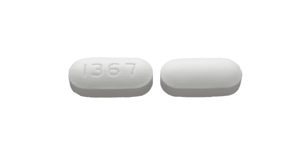 Pill 1367 White Capsule/Oblong is Emtricitabine and Tenofovir Disoproxil Fumarate