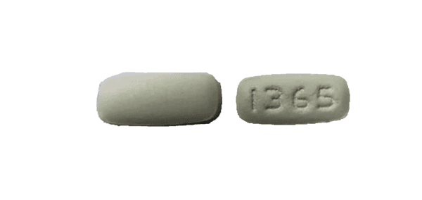 Pill 1365 White Capsule/Oblong is Emtricitabine and Tenofovir Disoproxil Fumarate