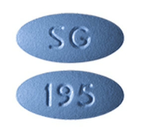 Pill SG 195 Blue Oval is Lacosamide