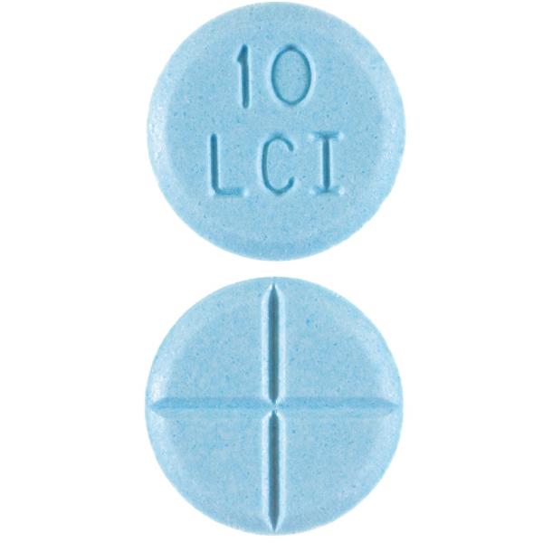 Pill 10 LCI Blue Round is Amphetamine and Dextroamphetamine