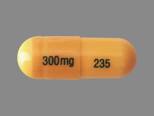 Pill 300 mg 235 Yellow Capsule/Oblong is Gabapentin