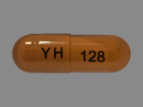 Pill YH 128 Tan Capsule/Oblong is Venlafaxine Hydrochloride Extended-Release