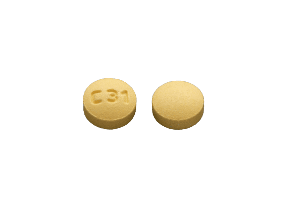 Pill C31 Yellow Round is Lurasidone Hydrochloride