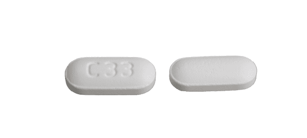 Pill C33 White Capsule/Oblong is Lurasidone Hydrochloride