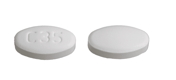 Pill C35 White Oval is Lurasidone Hydrochloride