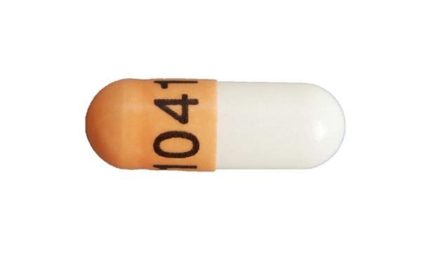 Pill 1041 Orange & White Capsule/Oblong is Topiramate Extended-Release
