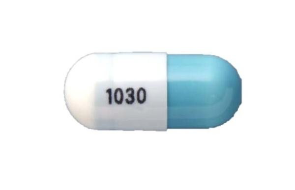 Pill 1030 Blue & White Capsule/Oblong is Lenalidomide