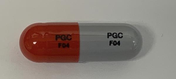 Pill PGC F04 PGC F04 Gray & Red Capsule/Oblong is Cycloserine