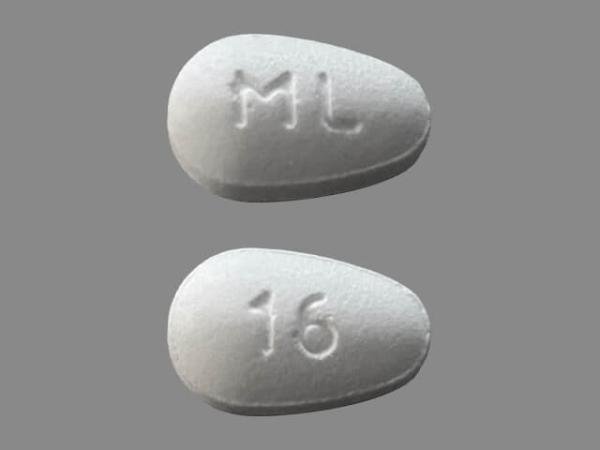 Pill ML 16 White Egg-shape is Losartan Potassium