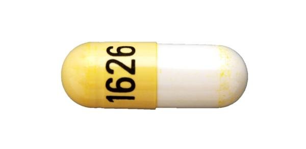 Pill 1626 Yellow & White Capsule/Oblong is Balsalazide Disodium