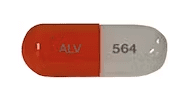 Pill ALV 564 Orange & White Capsule/Oblong is Lisdexamfetamine Dimesylate