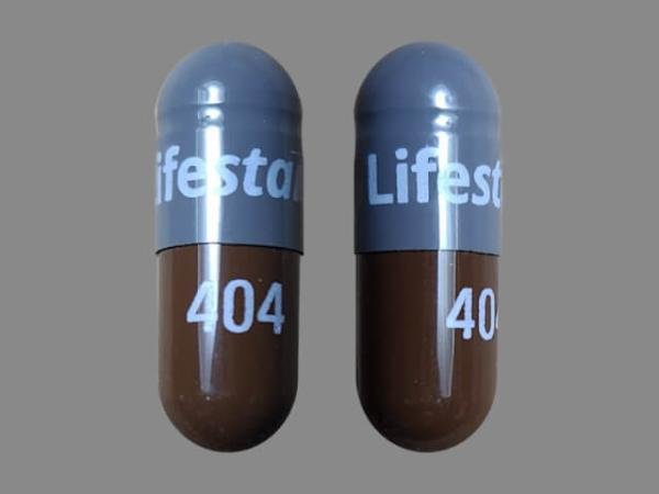 Pill Lifestar 404 is Nitrofurantoin (Monohydrate/Macrocrystals) 100 mg