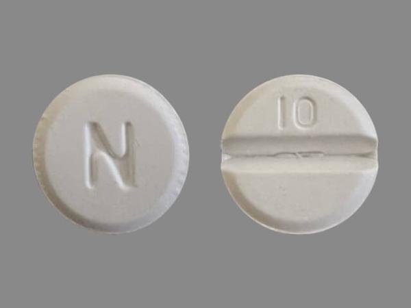 Pill N 10 White Round is Midodrine Hydrochloride