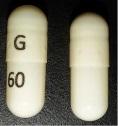 Pill G 60 White Capsule/Oblong is Esomeprazole Magnesium Delayed Release