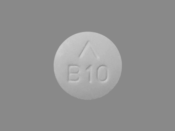 Pill Logo B10 White Round is Buprenorphine Hydrochloride (Sublingual)