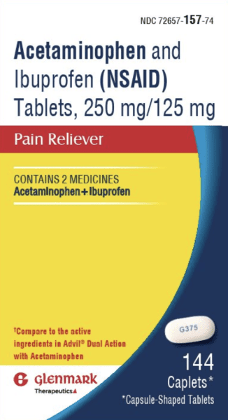 Acetaminophen and ibuprofen 250 mg / 125 mg G375