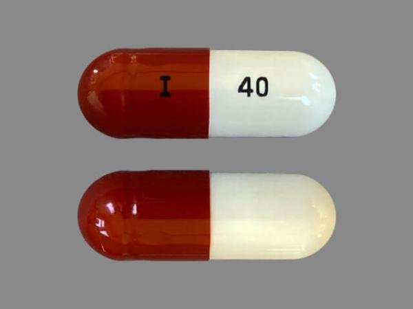 Pill I 40 Orange & White Capsule/Oblong is Pregabalin