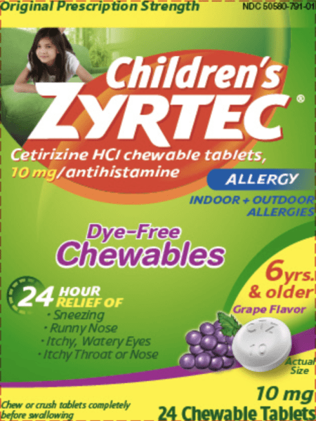 Pill CTZ 10 White Round is Children's Zyrtec (Chewable)