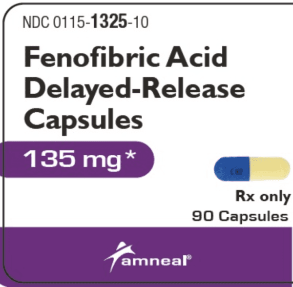 Pill L82 Blue & Yellow Capsule/Oblong is Fenofibric Acid Delayed-Release