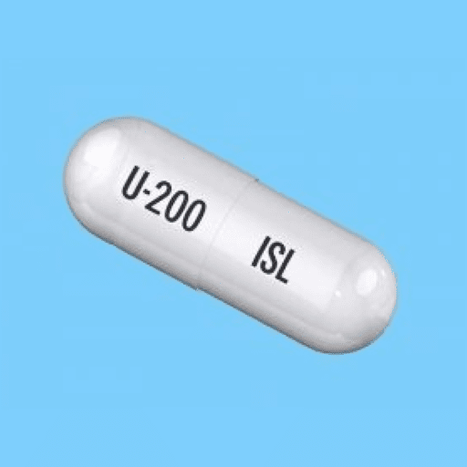 Pill U-200 ISL White Capsule/Oblong is Ursodiol