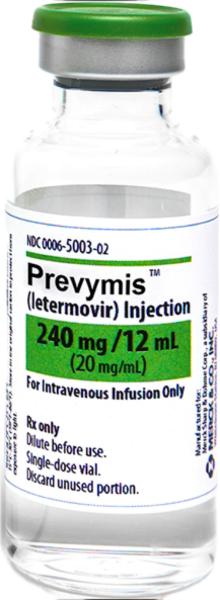 Prevymis 240 mg/12 mL (20 mg/mL) injection medicine