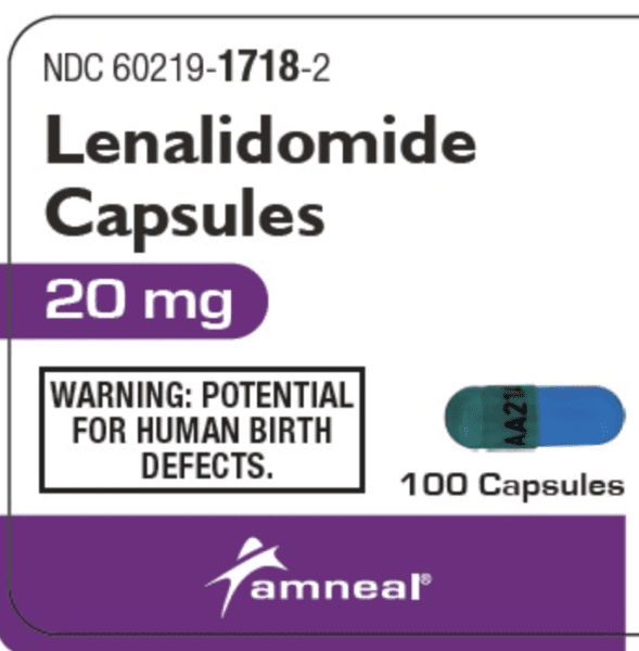 Pill AA21A Blue & Green Capsule/Oblong is Lenalidomide