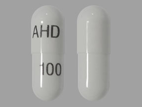Pill AHD 100 White Capsule/Oblong is Gabapentin