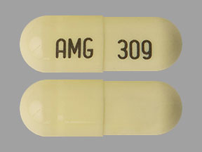 Pill AMG 309 Beige Capsule/Oblong is Penicillamine