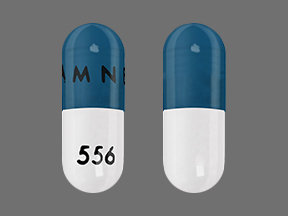 Pill AMNEAL 556 Green & White Capsule/Oblong is Temazepam
