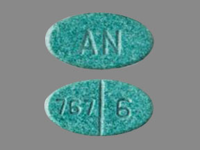 Pill AN 767 6 Green Oval is Warfarin Sodium