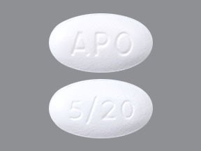 Pill APO 5/20 White Oval is Amlodipine Besylate and Atorvastatin Calcium
