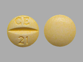 Pill CE 21 Yellow Round is Folic Acid