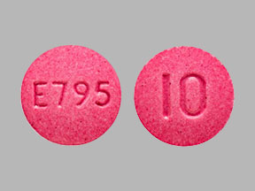 Pill E795 10 Red Round is Oxymorphone Hydrochloride