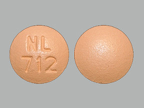 Pill NL 712 Peach Round is Hydrochlorothiazide and Quinapril Hydrochloride