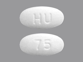 Pill HU 75 White Oval is Irbesartan