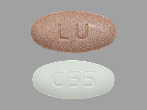 Pill LU C55 Red & White Oval is Amlodipine Besylate and Telmisartan
