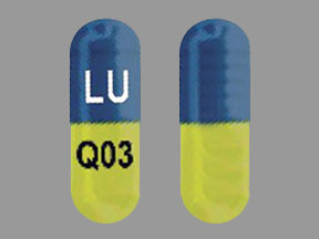 Pill LU Q03 Blue Capsule/Oblong is Duloxetine Hydrochloride Delayed-Release