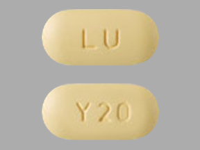 Pill LU Y20 Yellow Capsule/Oblong is Quetiapine Fumarate
