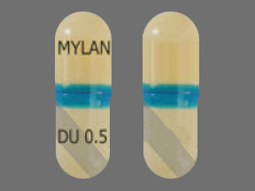 Pill MYLAN DU 0.5 Blue Oval is Dutasteride